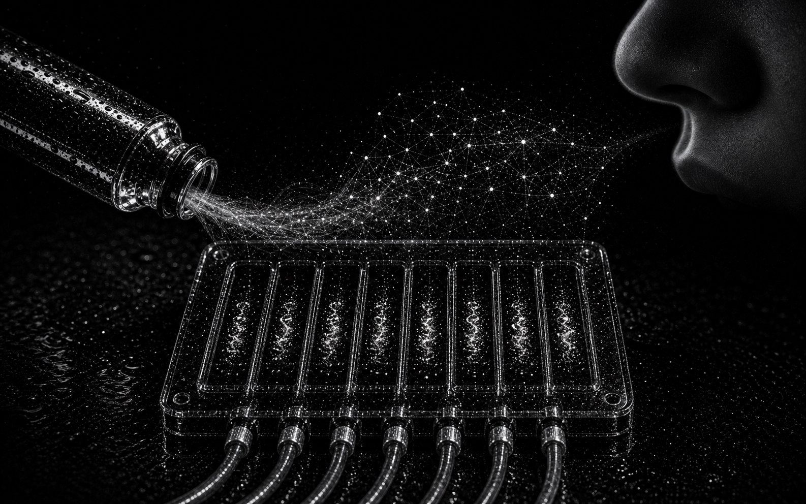 Dark surrogate smell apparatus without visible labels.