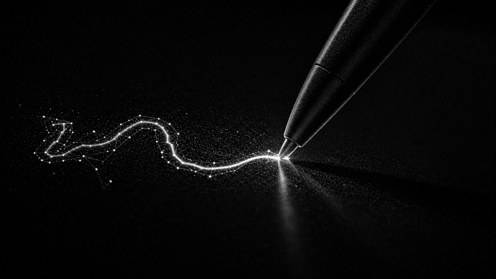 Monochrome ink-stroke pen trace with labels removed.